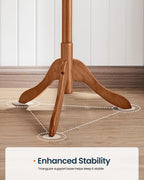 SONGMICS HOME Freestanding Coat Rack, Solid Wood, 8 Hooks, for Living Room, Bedroom, Home Office, 20.4 x 17.7 x 68.9 Inches, Dark Walnut