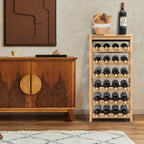 Wine Rack Free Standing Floor,6 Tier 24 Bottles Floor Wine Storage Shelves | Bamboo Wine Rack with Table Top,Wine Organizer Shelf for Kitchen Dining Room Bar,Easy-Assembly