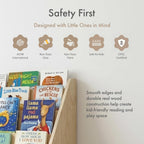 Humble Crew Kids Bookshelf, 5-Tier Front Facing Bookcase, Solid Wood Montessori Toddler Bookcase for Playroom, Bedroom & Reading Corner, 44” Wide
