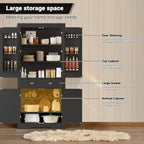 Pantry Cabinet, 72" Kitchen Pantry Storage Cabinet, Modern Kitchen Cupboard with Large Drawer, 2 Cabinets, 4 Adjustable Shelves, Freestanding Hutch Food Pantry for Dining Room Living Room, Black