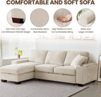 99" Convertible Sleeper Sofa Bed,L Shaped with Storage Chaise Pull Out Couch for Living Room,USB and Type-C,Removable Washable Chenille Covers (Beige)
