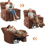 21.4in Wide Rocking Recliner Chair,Massage & Heat Recliner Chair for Adults,Home Theater Seating with Lumbar Support,Nursery Rocking Chairs for Living Room