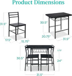 Best Choice Products 3-Piece Modern Dining Set, Space Saving Dinette for Kitchen, Dining Room, Small Space w/Steel Frame, Built-in Storage Rack - Black/Black