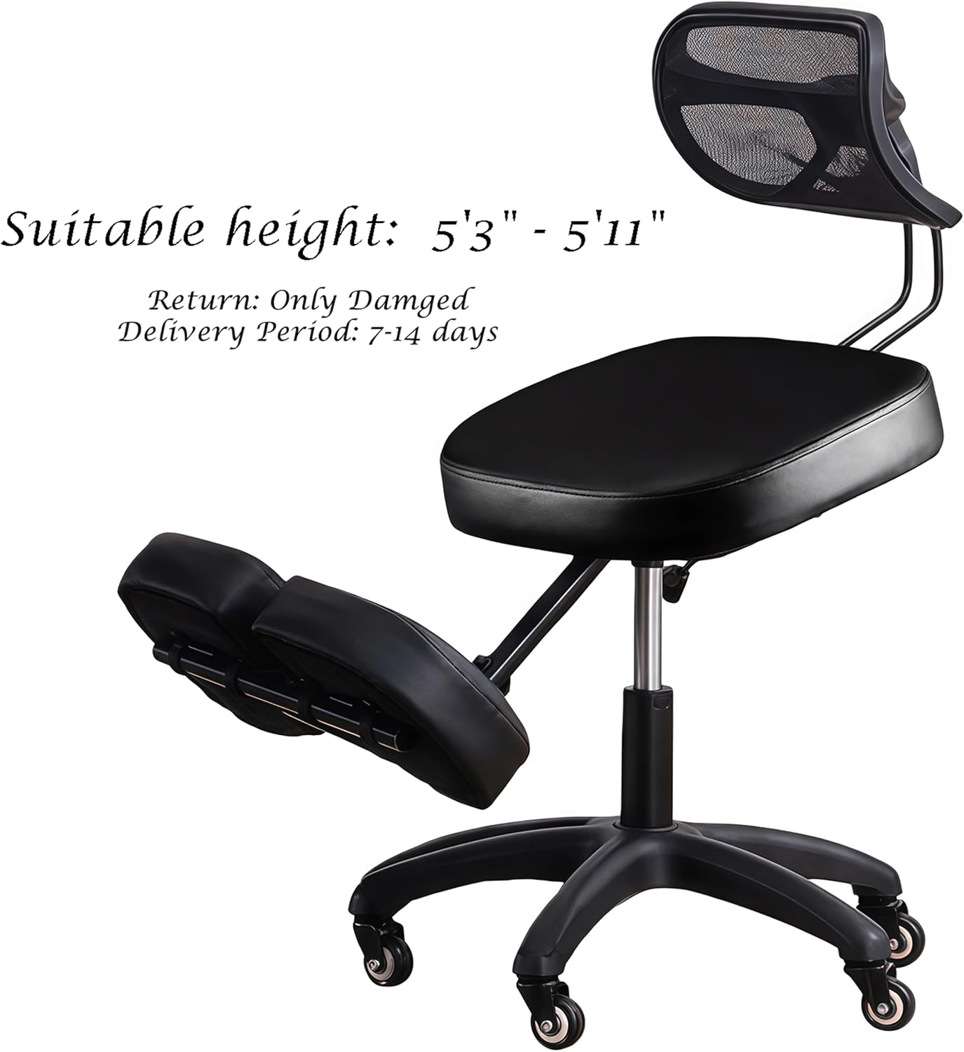 Adjustable Ergonomic Kneeling Chair with Padded Seat and Backrest, Posture Correcting Knee Chair for Office Desk, Comfortable Floor Sitting Alternative