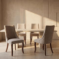 High Back Side Chairs Set of 4, Upholstered Dining Chairs for Kitchen and Dining Room, Mid-Century Modern Fabric Seating with Solid Wood Legs, Beige