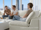 113” Cloud Couch 丨 Modular Sectional Couches for Living Room 丨 L Shaped Boneless Couch with Nice Back Support 4 Seater Warm White Chenille