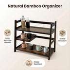 3 Tier Bamboo Matcha Station, coffee station organizer Shelf | for Kitchen Countertop, Tea Bar - Matcha Powder, Tools & Cup Organizer for Matcha Lovers, Home Baristas.