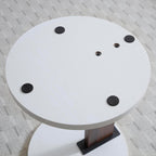 21.8” Wooden C Shaped End Table, Small Round Side Coffee Table for Couch Sofa, Modern Table Nightstand for Living Room, Bedroom and Corner, Non-Slip Bottom