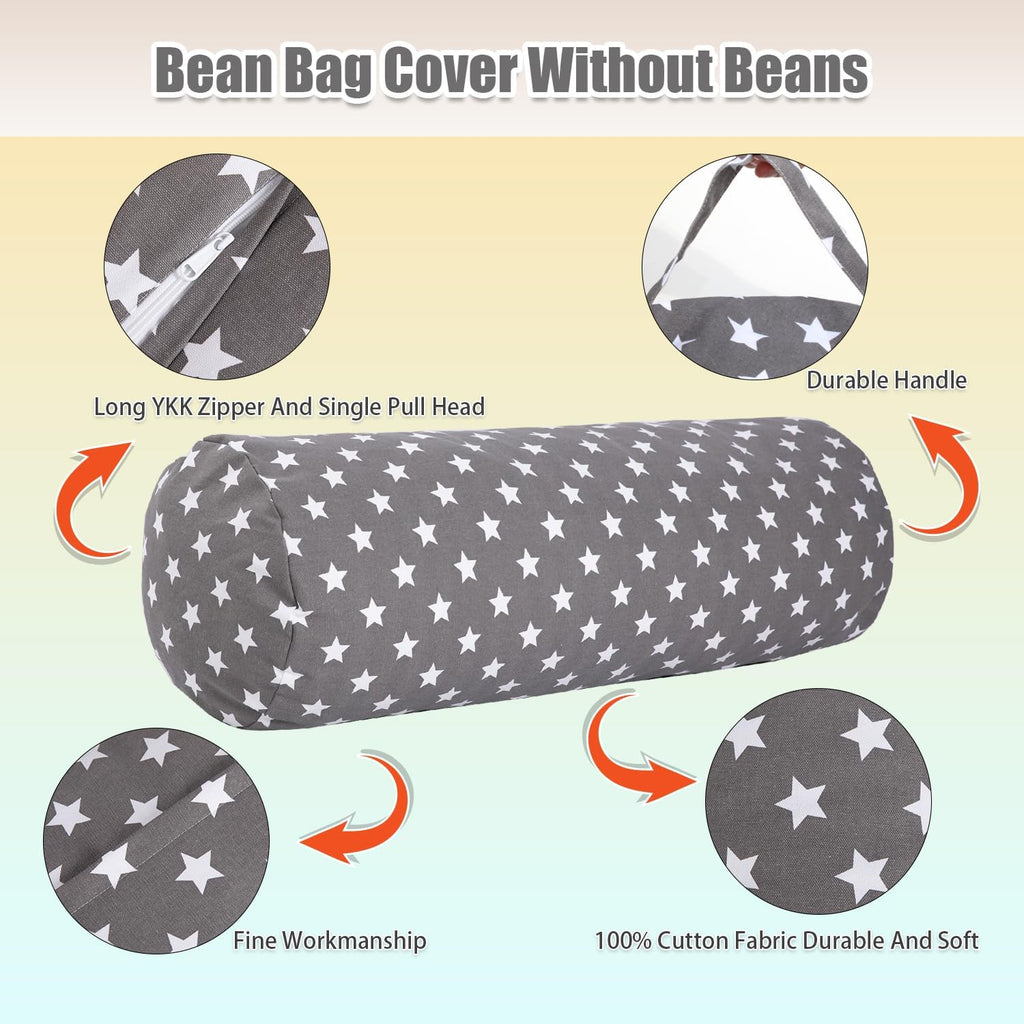 Stuffed Animal Storage Bean Bag Chair Cover (No Filler), Cylinder Plush Toy Storage Stuff and Sit Seat for Kids Boys and Girls, Canvas Large Soft Sit & Play Sofa with YKK Zipper