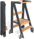 OCODILE Adjustable Foldable Toddler Tower – Folding Tower for Kids | Montessori Toddler Kitchen Step Stool Helper for Independence - Gray