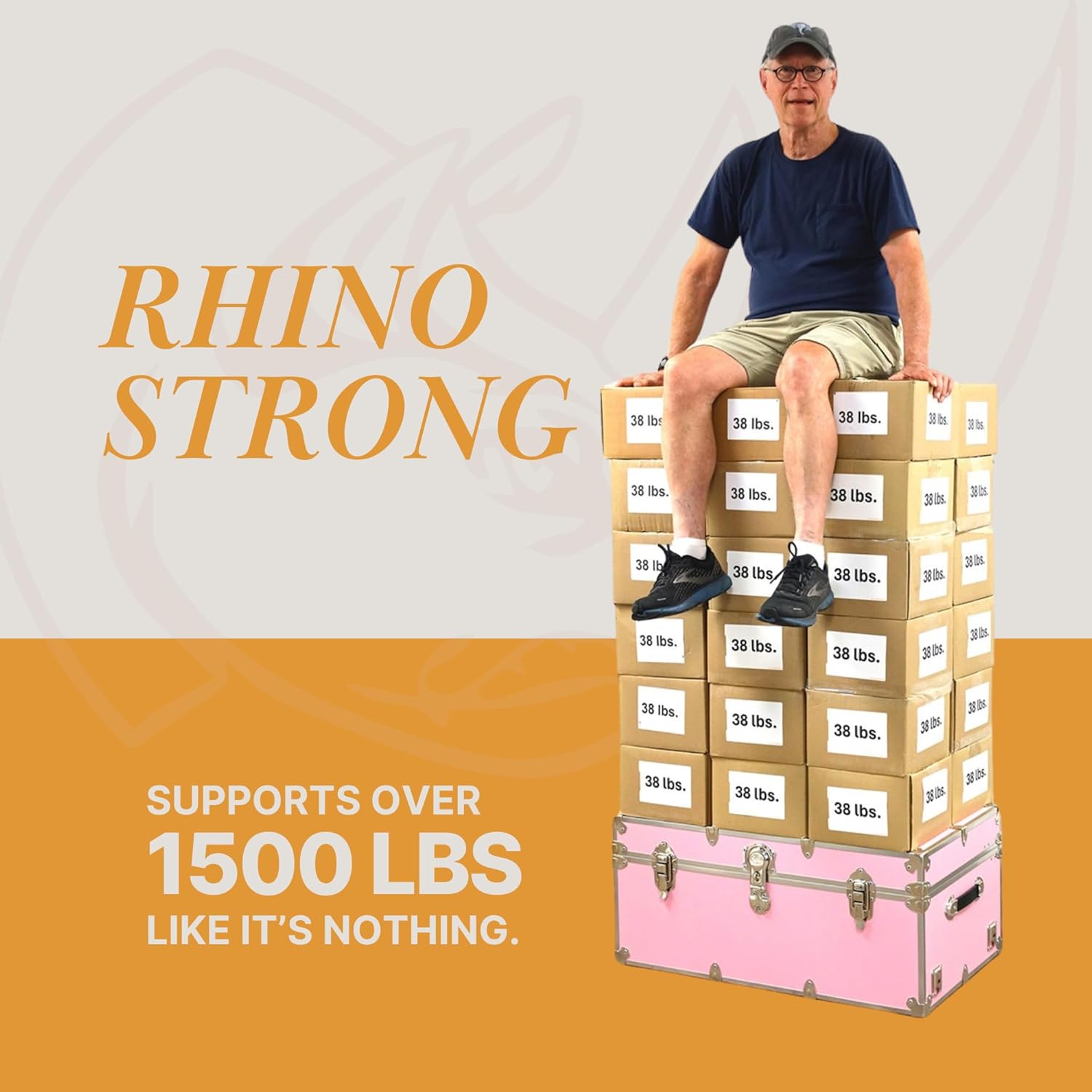 Rhino Trunk & Case Classic Camp & College Trunk with Antique Brass Hardware - 30"x17"x13", 1500+ lbs Capacity - Soft-Close Lid. Strong, USA Made Summer Camp Footlocker and Secure Dorm Storage Chest