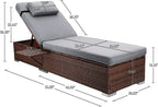 OUYESSIR Chaise Lounge Outdoor Wicker Lounge Chairs for Outside PE Rattan Patio Chairs Pool Loungers Set of 2 for Deck Yard Beach Poolside, with Side Shelf, Adjustable 5 Position, Grey/Brown