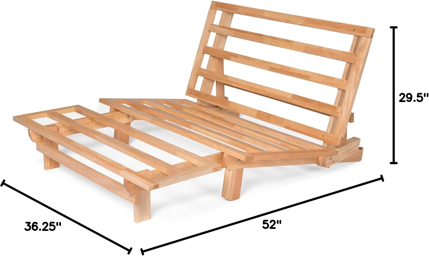 Nirvana Futons Tri-Fold Futon with Mattress Included (Microfiber Fudge, Natural Finish Solid Wood) - Full Size 13 Position Sofa Bed, Lounger, and Couch
