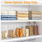 Shelf Dividers for Closet Organization – Acrylic Clear Sturdy Dividers to Keep Clothes, Sweaters & Purses Upright, Free-Standing for Wood Shelves, 10" Tall x 12" Deep, 8 Pack