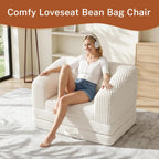 Convertible Boneless Couch Sleeper Sofa Bed, Folding Oversized Bean Bag Couch, Comfy Sofa Chairs for Adults with Filling, Single, Beige