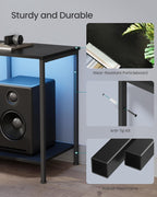 SONGMICS BELLAH Collection - TV Stand for TVs Up to 70 Inches, Media Console Table and Entertainment Center Unit for Living Room, with Shelves and Drawer, Steel, Modern, Ink Black ULGS131B101S