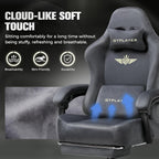GTPLAYER Big and Tall Gaming Chair 400lbs Heavy Duty Office Chair with Foot Rest, High Back Pocket Spring Ergonomic Computer Chair for Adults, Wide Comfy Seated Cushion with Linkage Armrests, Grey