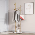 Gold Clothing Rack With Shelves, Gold Coat Rack Freestanding with Marble Base, Coat Hanger Hat Tree Standing Clothes Racks for Boutique, Bedroom