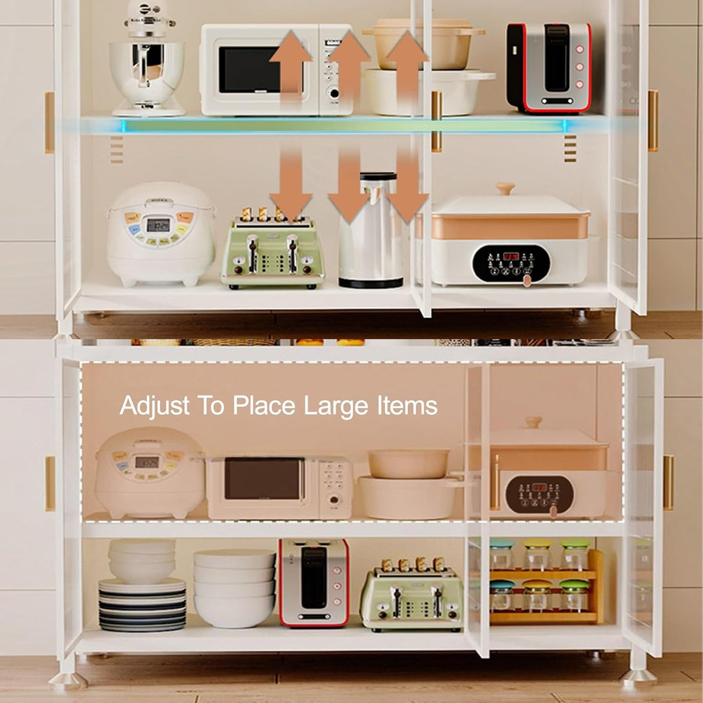 Kitchen Storage Cabinet with Adjustable Shelves, Freestanding Cupboard for Kitchen and Dining Room