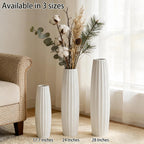 Large Floor Ceramic Vase 17.7 Inches Tall,White Modern Flower Tall Vases for Office, Home,Farmhouse,Living Room Décor,Simple Origami Design Fall Decorative Porcelain Flower Arrangement Vase Ideal Gift