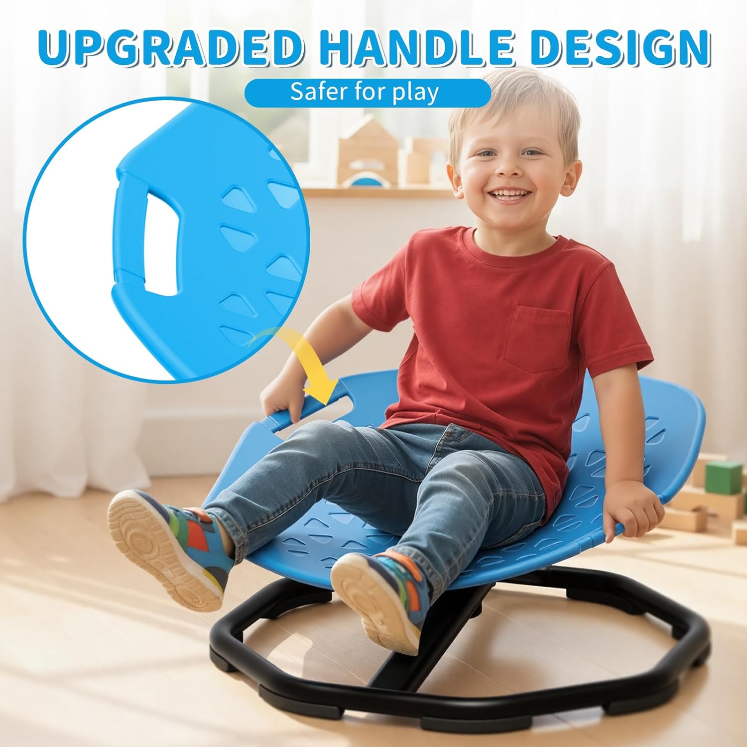 Pandapop Spinning Chair for Autistic Kids, Sensory Toy for Kids Ages 3-8 | Upgrade Handle, 360° Silent, Sit and Spin, Diamond-Shaped Reflective Panel, 220 lbs Weight Limit, Widened Metal Base