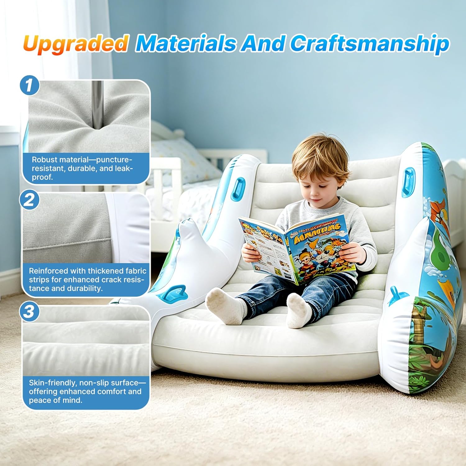 Sensory Inflatable Rocking Chair for Toddlers – Calming Sensory Chair for ADHD & Autism, Built-in Dual Function Air Pump, Inflatable Rocker for Sensory Room, Therapy, Relaxation, Gift for Boys & Girls