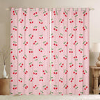 Feelyou Girls Cherry Curtains Cute Fruit Toddler Window Curtains for Bedroom Living Room Baby Women Pink Kawaii White Dots Decor Window Drapes Lovely Sweet Fresh Window Treatments 38W X 45L,2 Panels