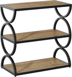 Tribesigns 3-Tier End Table, Narrow Side Table with Storage Shelves, Industrial Accent Table with Unique Circular Frame, Sofa Side Table for Living Room, Rustic Brown