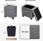 ABHENG Chenille Metal Framed Storage Ottoman,12.2" D x 16.1" W x 17.7" H Tufted Upholstered Ottoman with Storage,Foot Rest Stool with Legs,Holds 770 LB for Dorm Living Room Bedroom Gray UASND70G