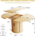 47.2"–63" Extendable Dining Room Table for 4-8, Round-to-Oval Expandable Dining Table with Dust-Proof 2-Tier Shelf, Space-Saving Wood Kitchen Table for Living Room, Oak