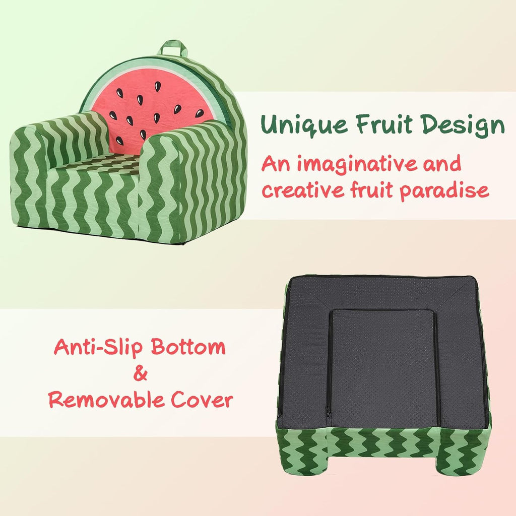 MOMCAYWEX Comfy Cute Toddler Chair, Soft Kids Couch with High Density Foam, Toddler Reading Chair, Green