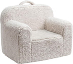 Pterying Toddler & Kids Chair Comfy for 1-3 Years Old, Toddler Couch with Washable Soft Sherpa Cover, Stable High-Resilience Foam Kid Sofa, Light Grey