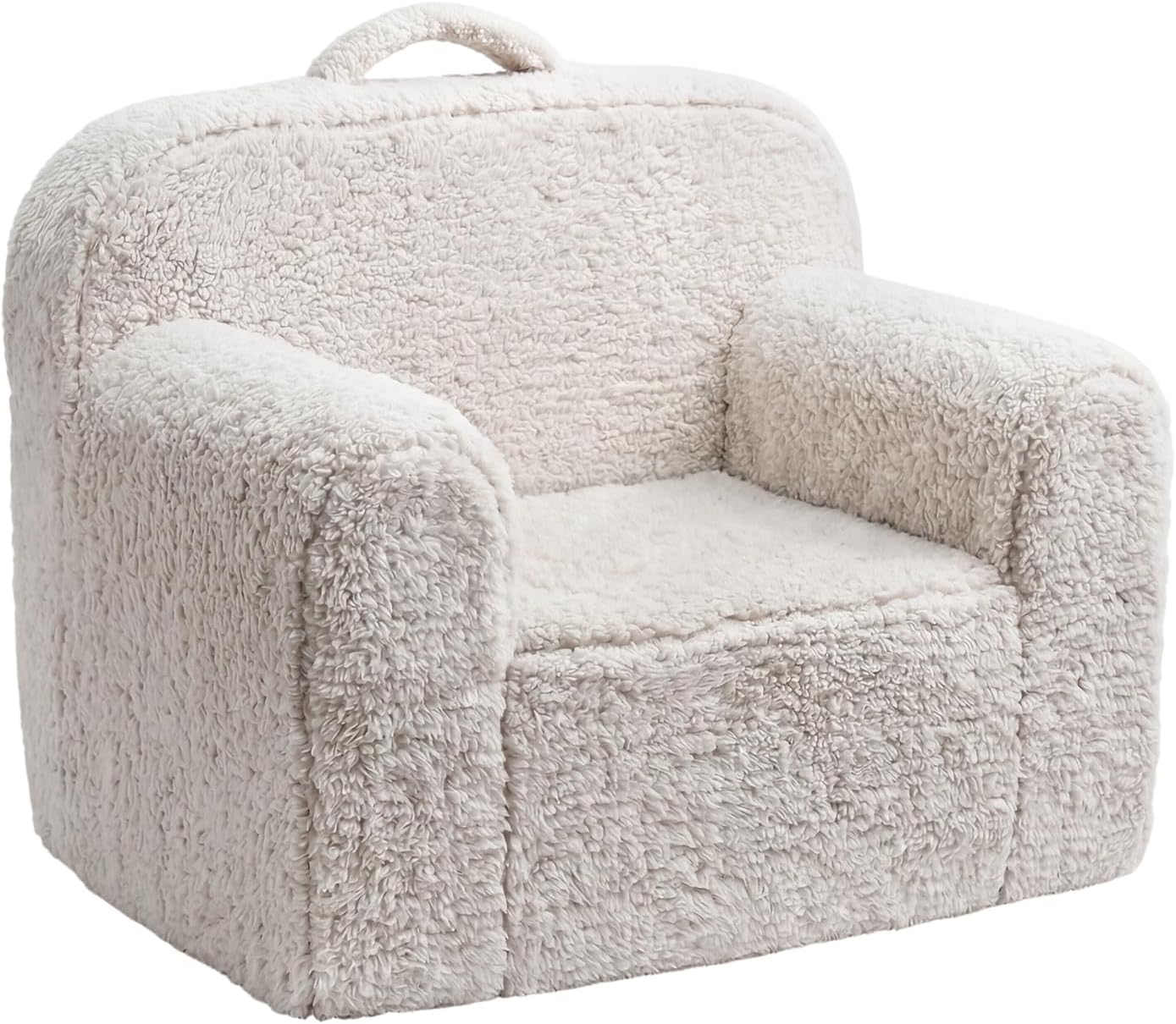 Pterying Toddler & Kids Chair Comfy for 1-3 Years Old, Toddler Couch with Washable Soft Sherpa Cover, Stable High-Resilience Foam Kid Sofa, Light Grey