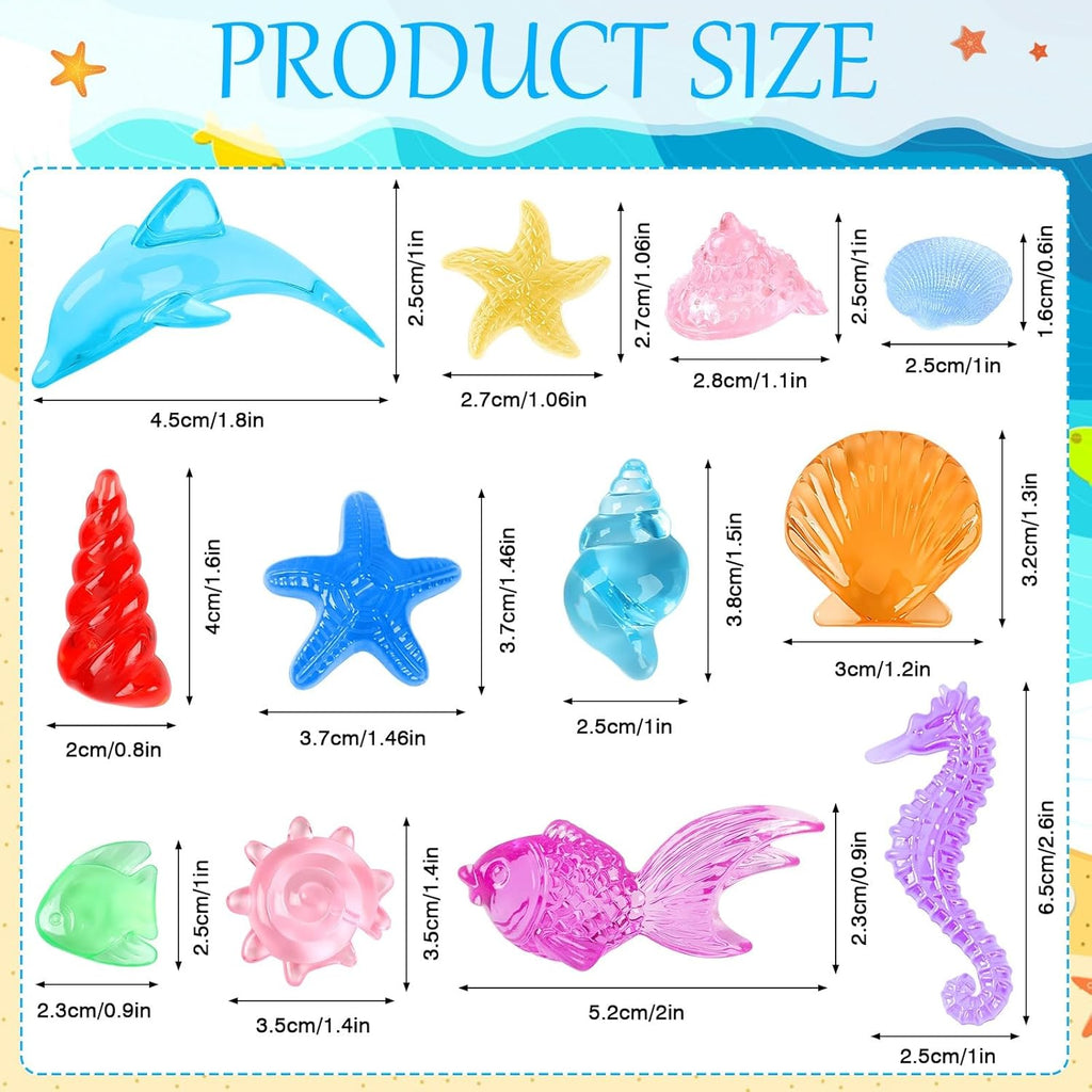 120 Pcs Acrylic Sea Shell Decorations, Ocean Themed Sensory Bin Fillers 3D Gems for Table Scatter Vase Filler and Pool Treasure Hunt Games