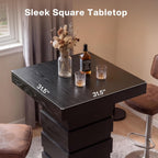 Tribesigns Square Bar Table, 37.4” H Modern Bar Height Pub Table with Stacked Block Base, Black High Top Bistro Table for Kitchen Nook, Living Room, Small Spaces (Table Only)