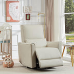 Jojoka Swivel Rocking Recliner Chair, Manual PU Leather Glider Recliner with Lumbar Support, Padded Armrest, High Weight Capacity Single Rocker Sofa for Nursery Living Room Bedroom