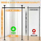 AKTOP Room Divider Curtain Rod, No Drilling Privacy Room Separator for Space Partition, 4-11ft(H) 28-117”(W) Adjustable Heavy Duty Floor to Ceiling Wall Divider Tension Rod for Room Separation, Black