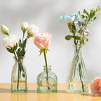 Vintage Small Glass Vases Set of 10,Mini Bud Vases for Flowers,Amber Glass Vases for Centerpieces,Wedding Decorations,Home Table Flower Decor(Sage Green)
