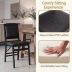 GOFLAME Folding Dining Chairs Set of 4, Faux Leather Upholstered Kitchen Chairs with Padded Seat and Backrest, Solid Wood Foldable Chairs for Living Room, Dining Room, Restaurant, Black