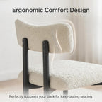 Boucle Dining Chairs Set of 4, Modern Upholstered Dining Room Chair with Curved Backrest, Sherpa Kitchen Chairs with Cushioned Seat and Black Metal Legs for Living Room Bedroom Vanity, Cream