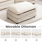 ROWHY Ottoman for Sectional Cloud Couch, Corduroy Ottoman for Deep Seat Modular Couch for Apartment, Living Room and Bedroom, Beige