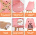 LSSBOUGHT Mid Century Modern Dining Chairs,Shell Lounge Plastic Side Chair with Soft Padded and Wooden Legs for Dining Room Living Room Bedroom Kitchen Set of 2 (Pink)