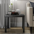 End Table, Small Side Table with Water Resistant Black Oak Finish for Living Room, Bedroom, Office, Minimalist Nightstand, Easy Assembly, Sturdy Square Design, 17.5" H x 20" W x 20" D