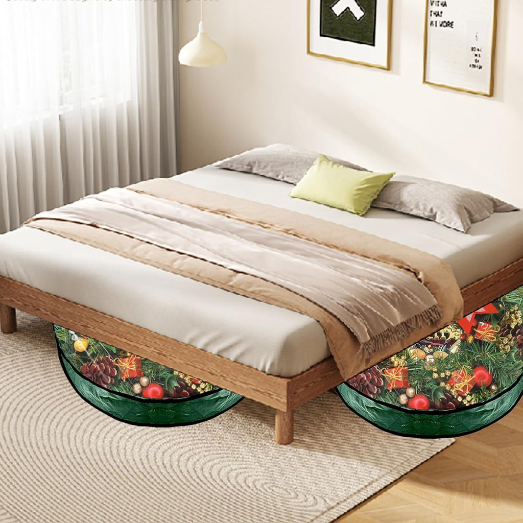 YAYODS 6 Pack Wreath Storage Container Bag, 24x8 Inch Christmas Wreath Storage Container Heavy Duty Christmas Wreath Boxes with Clear Window for Xmas Holiday Seasonal Wreath Garland (Green)