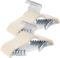 48-Pack Beige Velvet Hangers with Clips Adjustable,Adult Hangers,Heavy-Duty,Felt,Non-Slip,Space Saving,Slim Outfit Hanger for Pants, Skirts, Suits,Coats, Dresses ect.