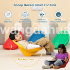Floor Chair for Kids, 2 Packs Blue Sensory Rocking Chair, Portable Reading Chair with Back Support, Plastic Scoop Chairs for Classroom, Flexible Seating for Classroom, Scoop Rocker Chair for Toddler