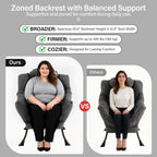 Lazy Chair with Ottoman, Reading Chair with Pillow，Dark Grey | Comfy Accent Lounge Chair with Pillow & folding Foot Stool, sturdy metal frame for bedroom, dorm or apartment, Living Room