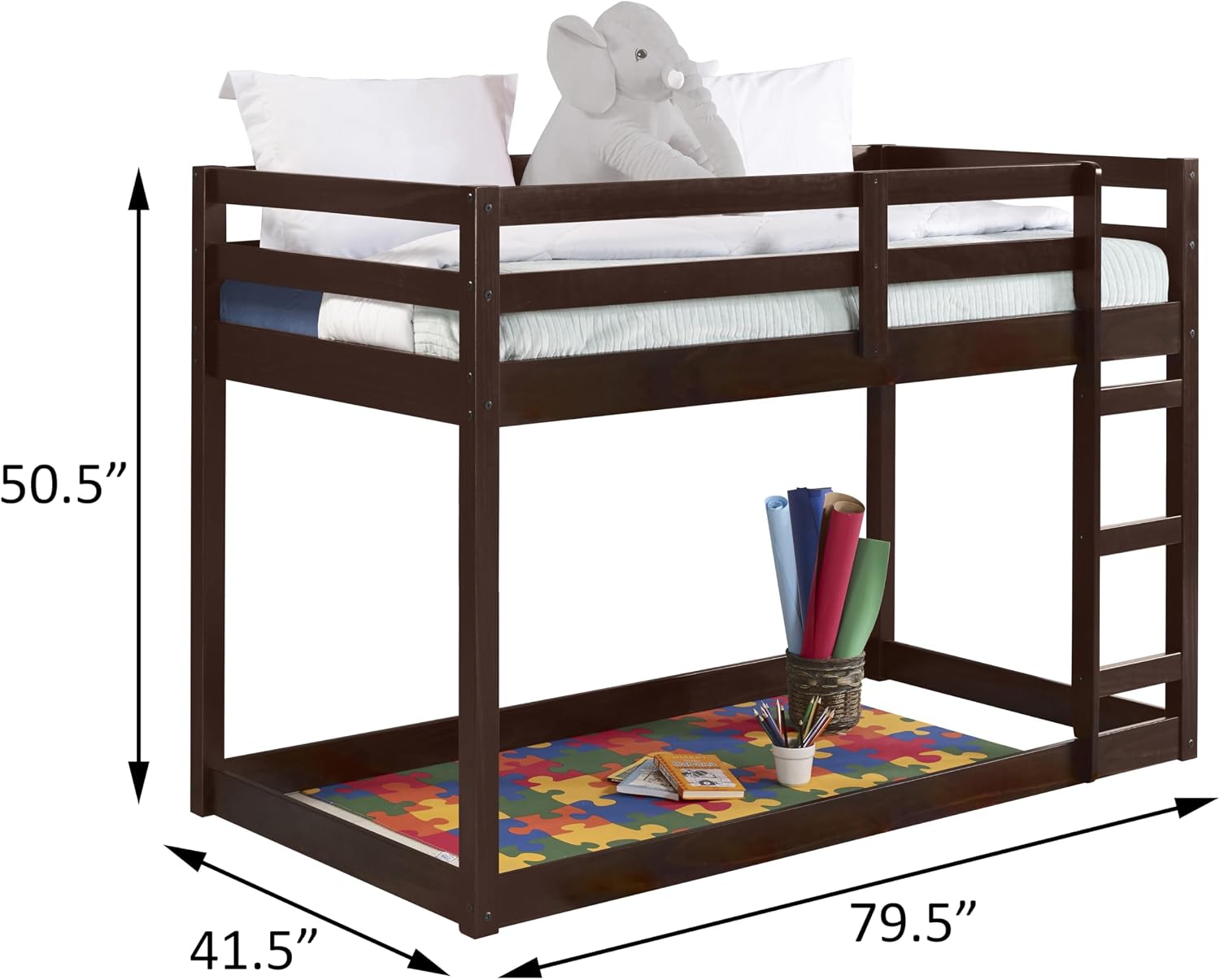 Espresso Twin Loft Bed with Ladder