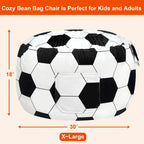 2.5 Ft Soccer Bean Bag Chair for Kids with Memory Foam Filling, Bean Bag Chair with Soft Velvet Cover, Bean Bag Sofa Couch for Living Room, Birthday Gift for Boys Girls, X-Large
