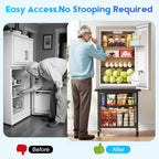 Mini Fridge Stand with Storage, Small Refrigerator Stand with 2 Drawers, Mini Fridge Shelf Cabinet-Max Load 300 LBS Heavy Microwave Stand Mini Fridge Cart for Dorm, Apartment, Kitchen (Black)